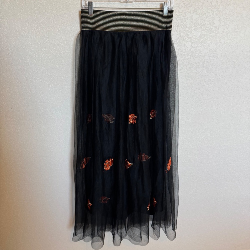 Whimsical Mermaidcore Miarte Sequin Fish Maxi Skirt Size 2 Black